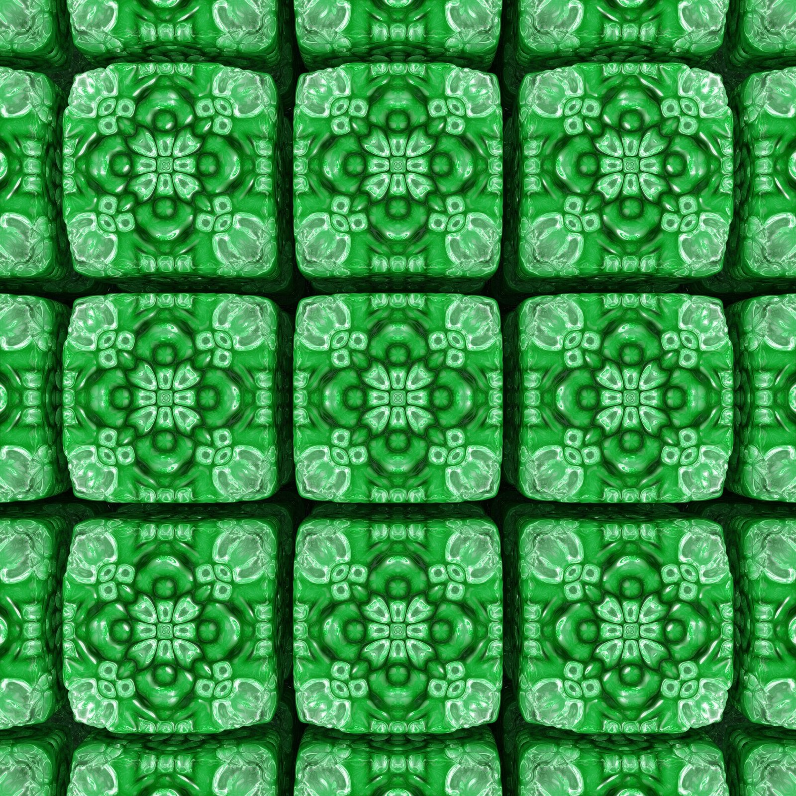 Real green and white geometric tile pattern; editorial inspiration only