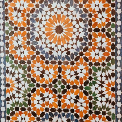 Real tile and architectural photography used as editorial inspiration. Not a photograph or approved color sample of Slim Bejmat in Dusty Rose.