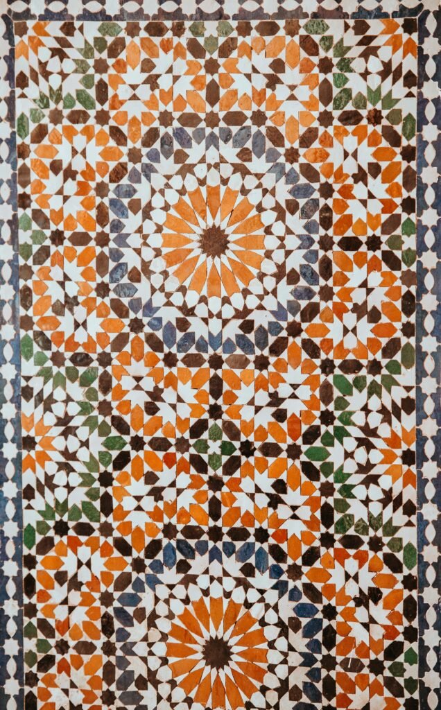 Real tile and architectural photography used as editorial inspiration. Not a photograph or approved color sample of Slim Bejmat in Dusty Rose.